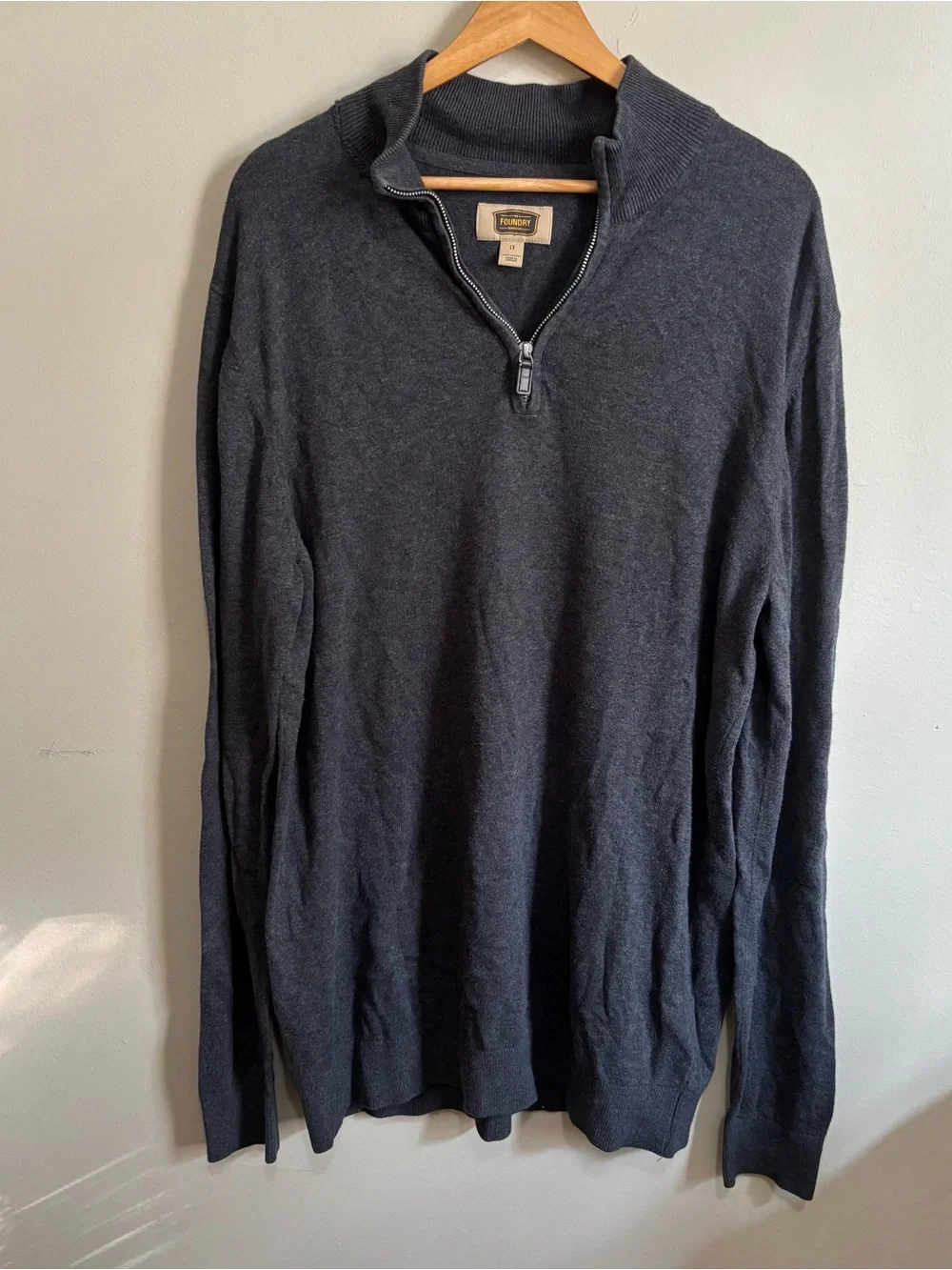 The Foundry Charcoal Gray Quarter Zip Pullover Sweater LT Cotton